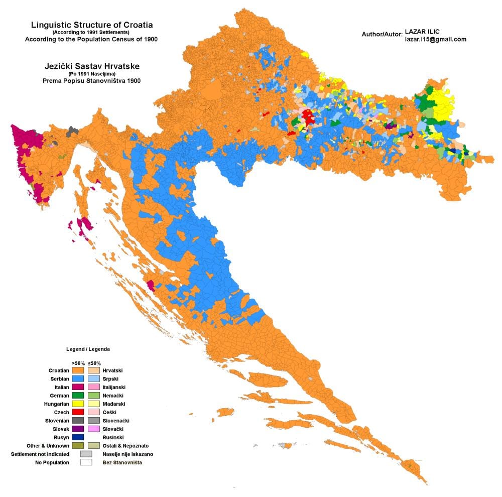 kaart etniline kaart, horvaatia