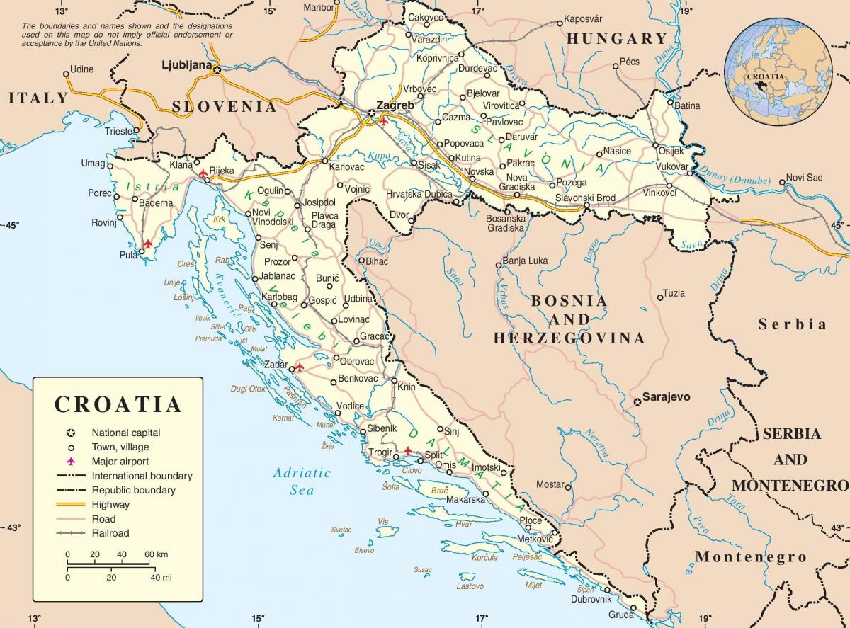 sõidu kaart, horvaatia