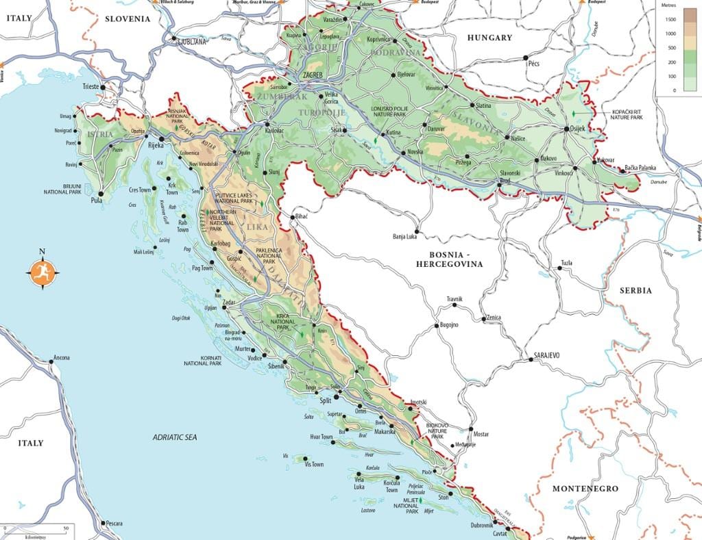 horvaatia rand kuurordid kaart