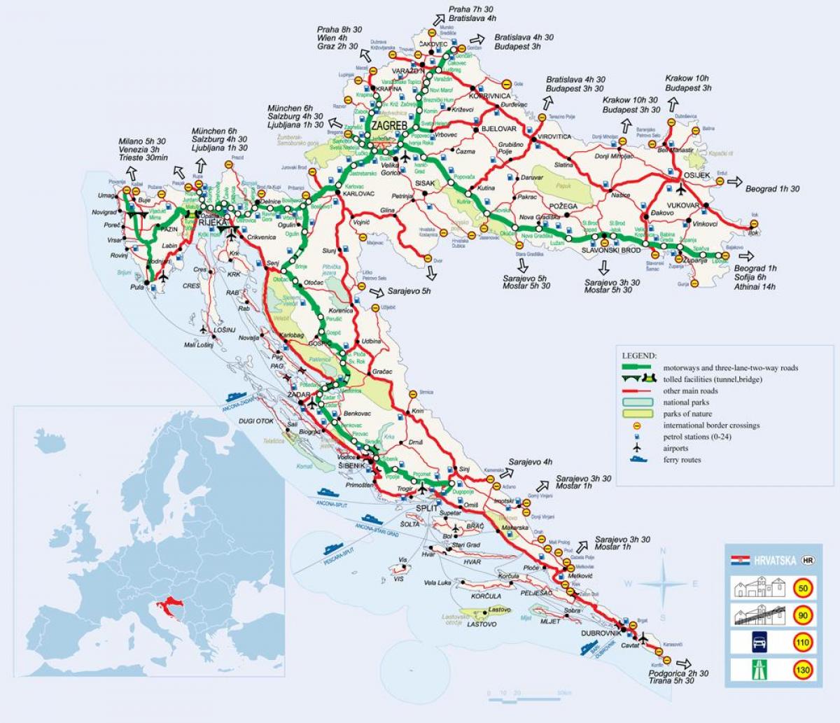 kaart horvaatia rongi