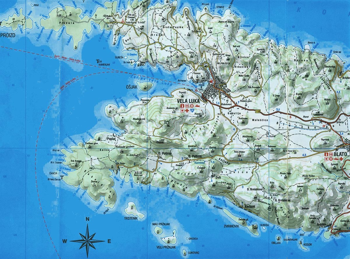 kaart korcula horvaatia