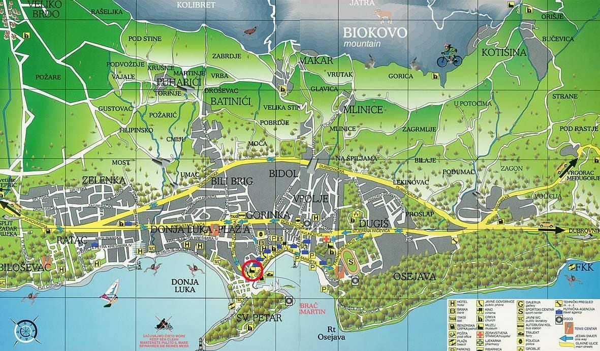 kaart, makarska, horvaatia