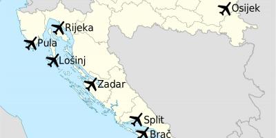 Kaart horvaatia näitab lennujaamad