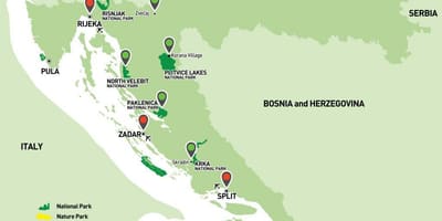 Kaart horvaatia rahvuspargid 