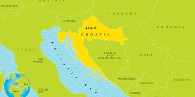 Kaart riikides lähedal horvaatia