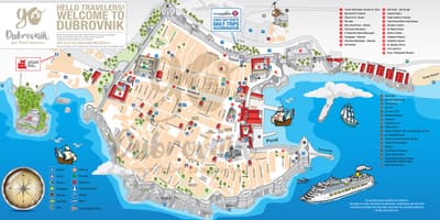 Kaart old town dubrovnik, horvaatia